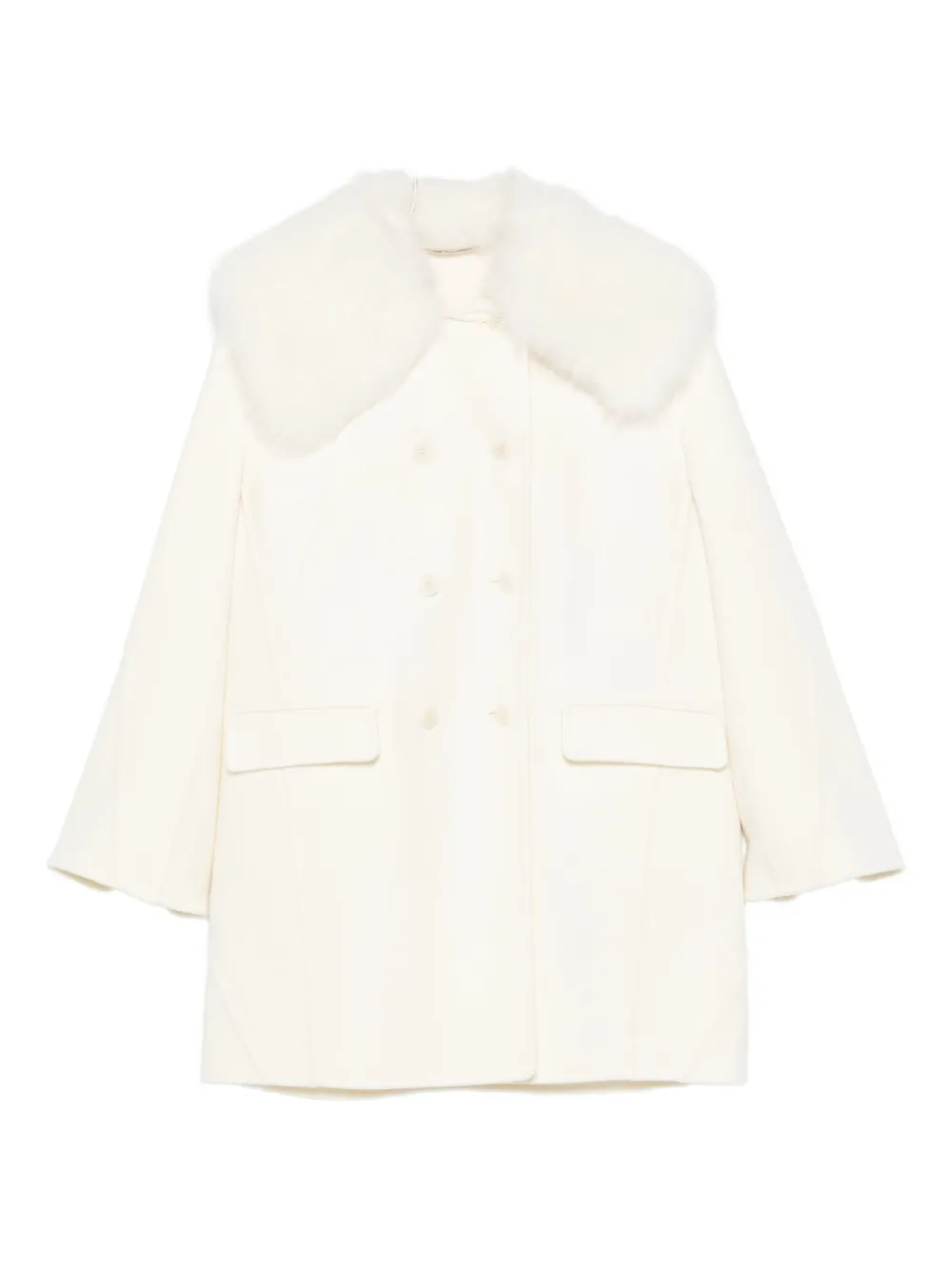 Ermanno Scervino shearling-trim double-breasted coat - Toni neutri