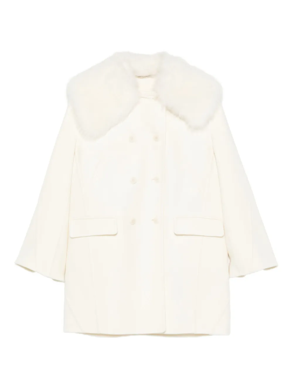 Ermanno Scervino shearling-trim double-breasted coat | Neutrals | Image 1