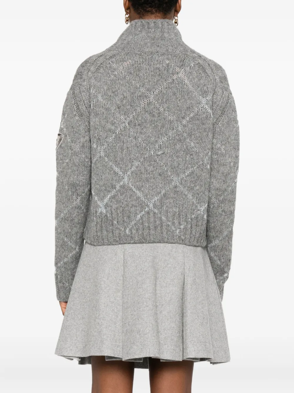 Ermanno Scervino High-neck Diamond-pattern Sweater In Gray