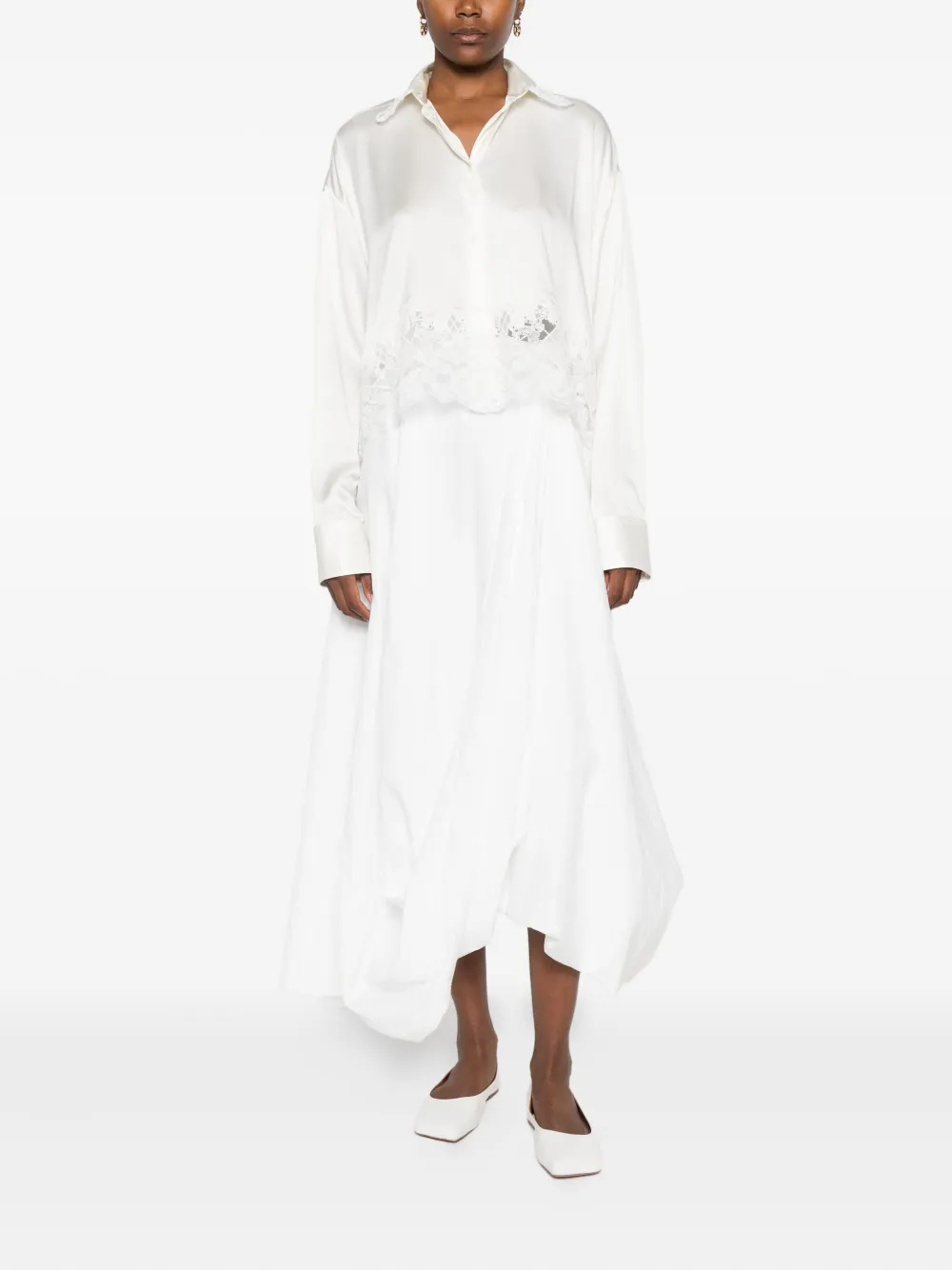 Ermanno Scervino lace-trimmed long-sleeve shirt - Beige