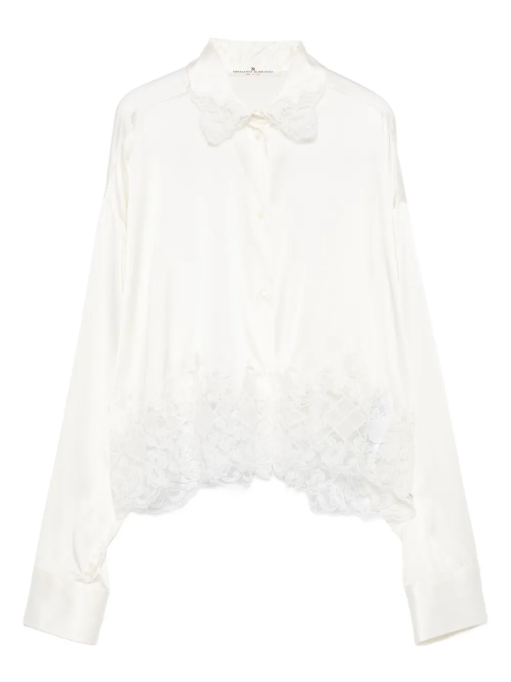 lace-trimmed long-sleeve shirt