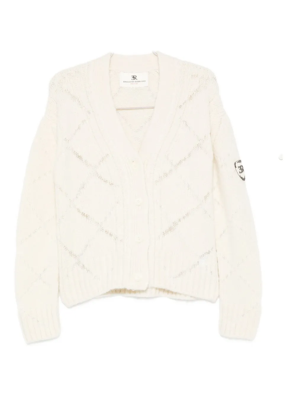 Ermanno Scervino Button-down Cardigan With Textured Knit In Neutral