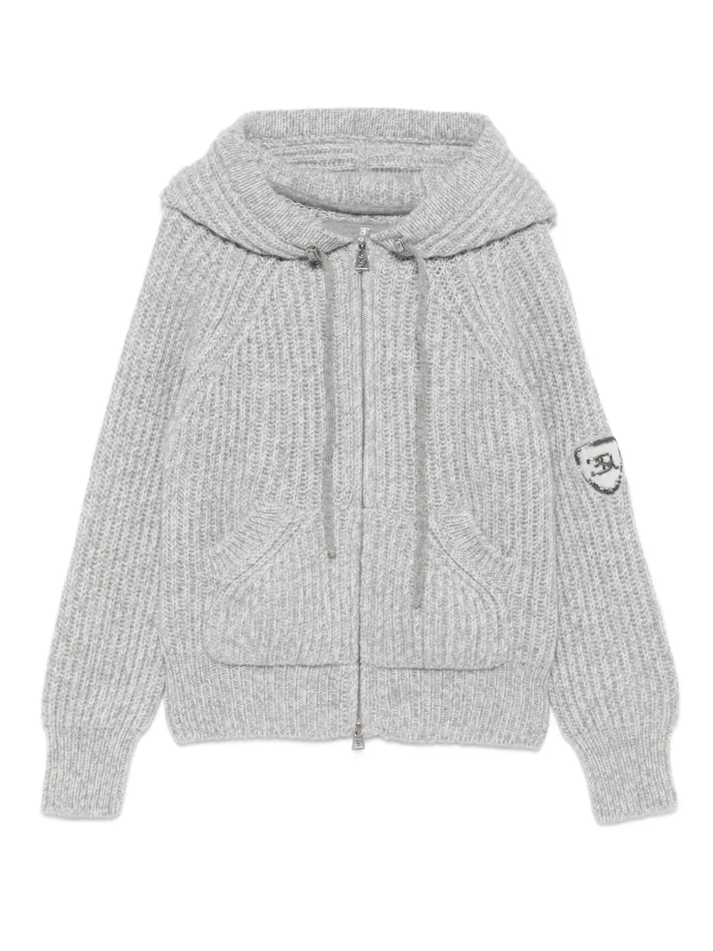 Ermanno Scervino hooded zip-up ribbed cardigan | Grey | Image 1