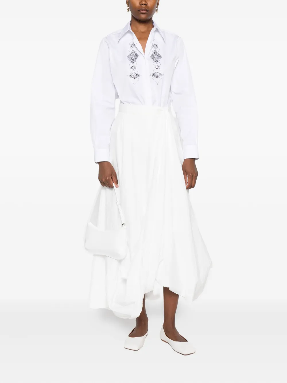 Ermanno Scervino geometric-embellished cotton shirt - Wit