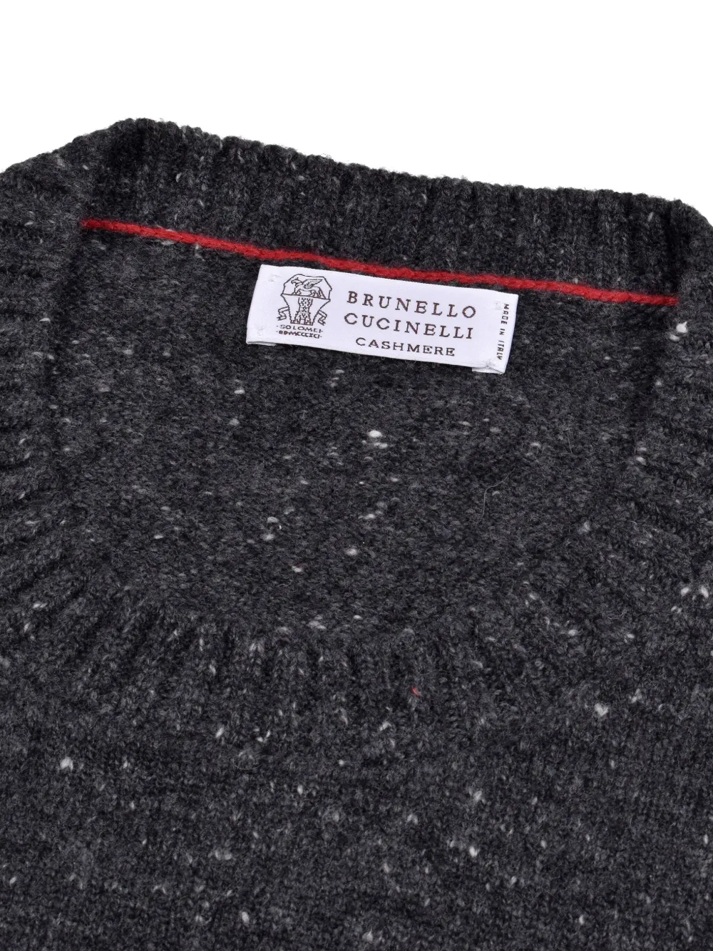 Brunello Cucinelli Gespikkelde trui met ronde hals Grijs