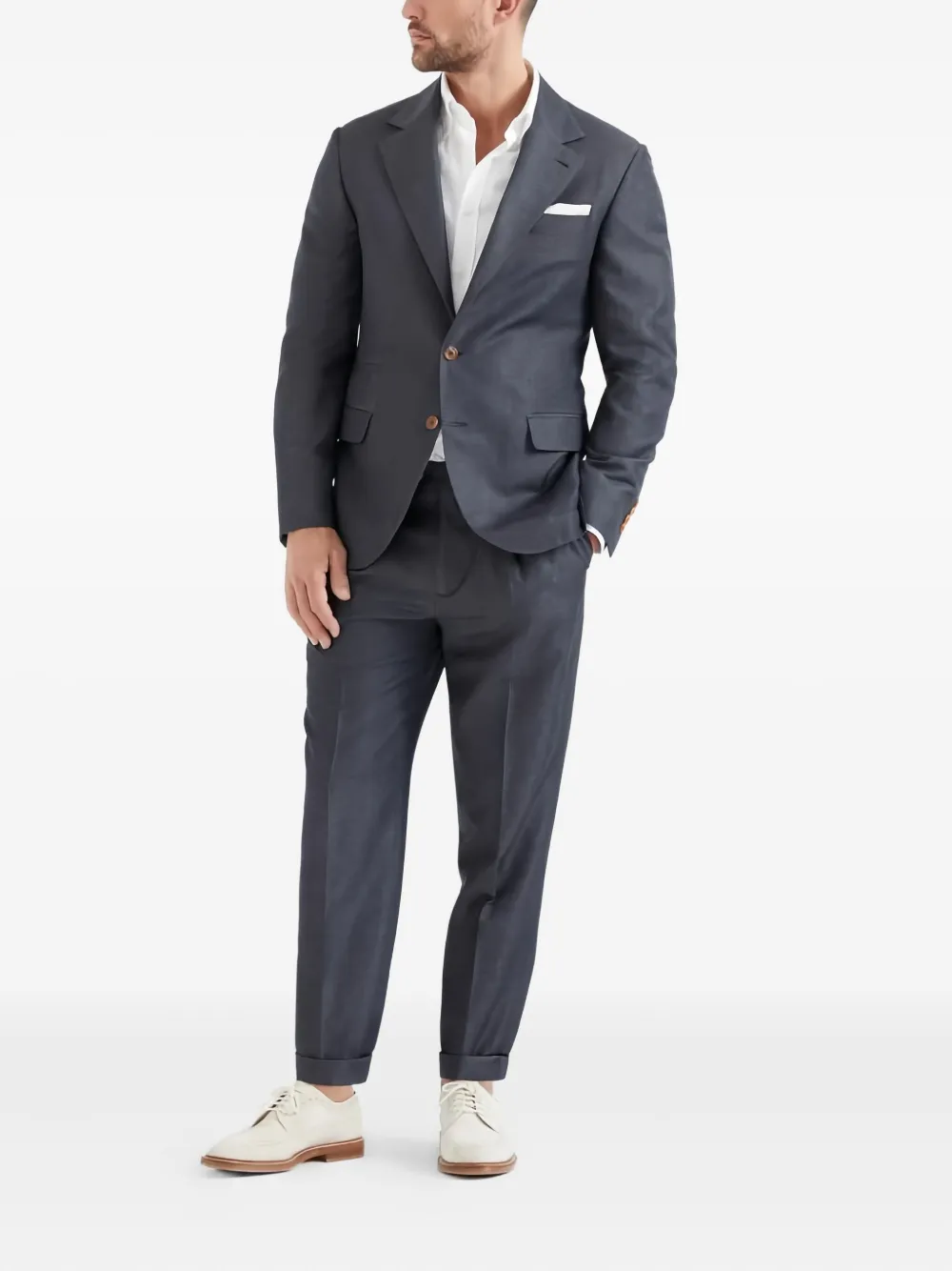 Brunello Cucinelli two-button linen suit | Grey | Image 1