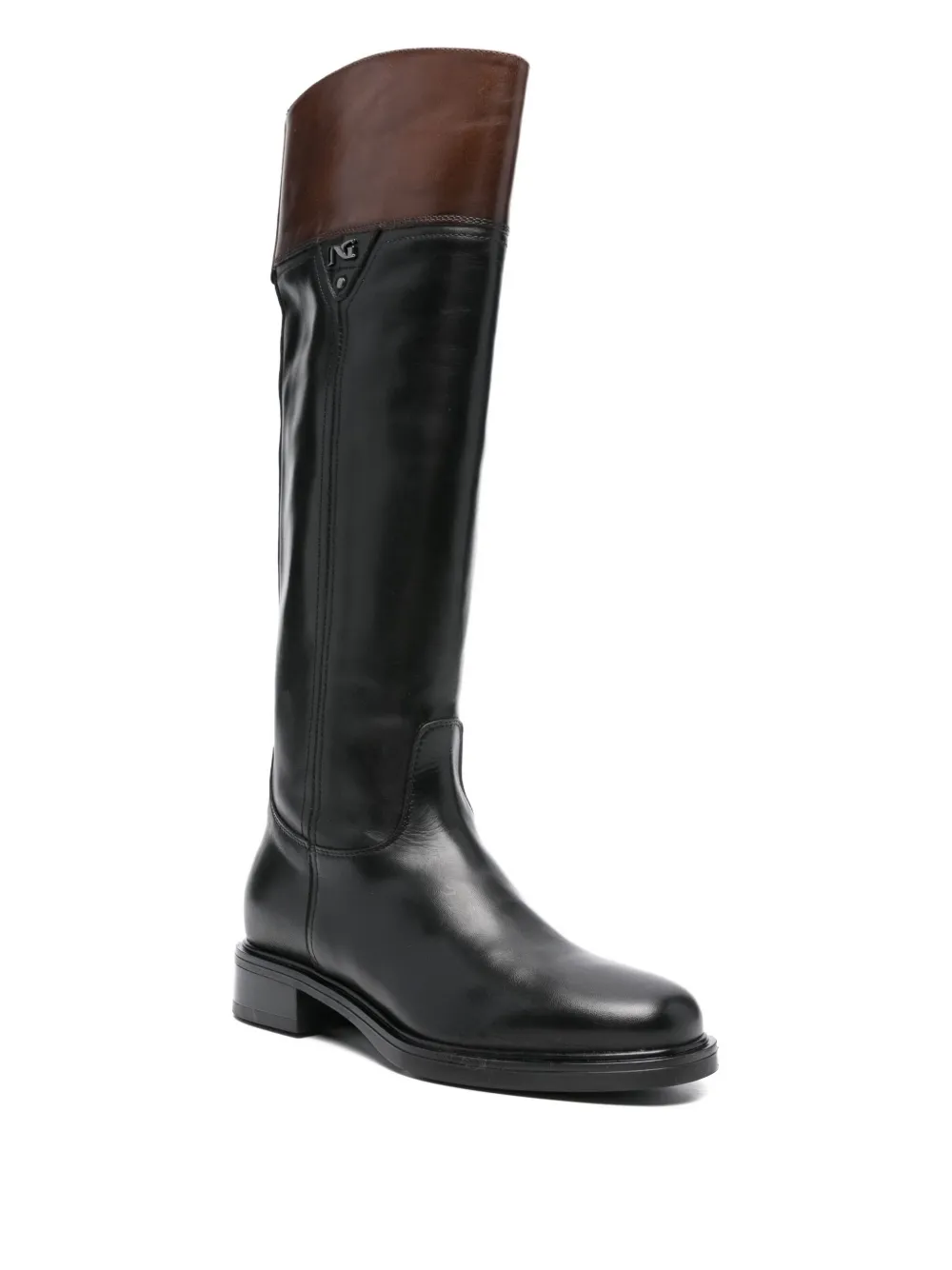 NERO GIARDINI leather logo-detail boots Black
