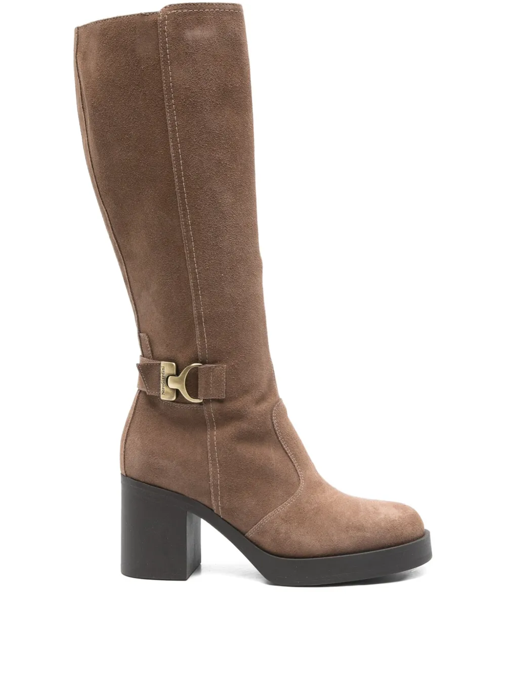 Nero Giardini 75mm Buckle-detail Calf-leather Boots In Neutral