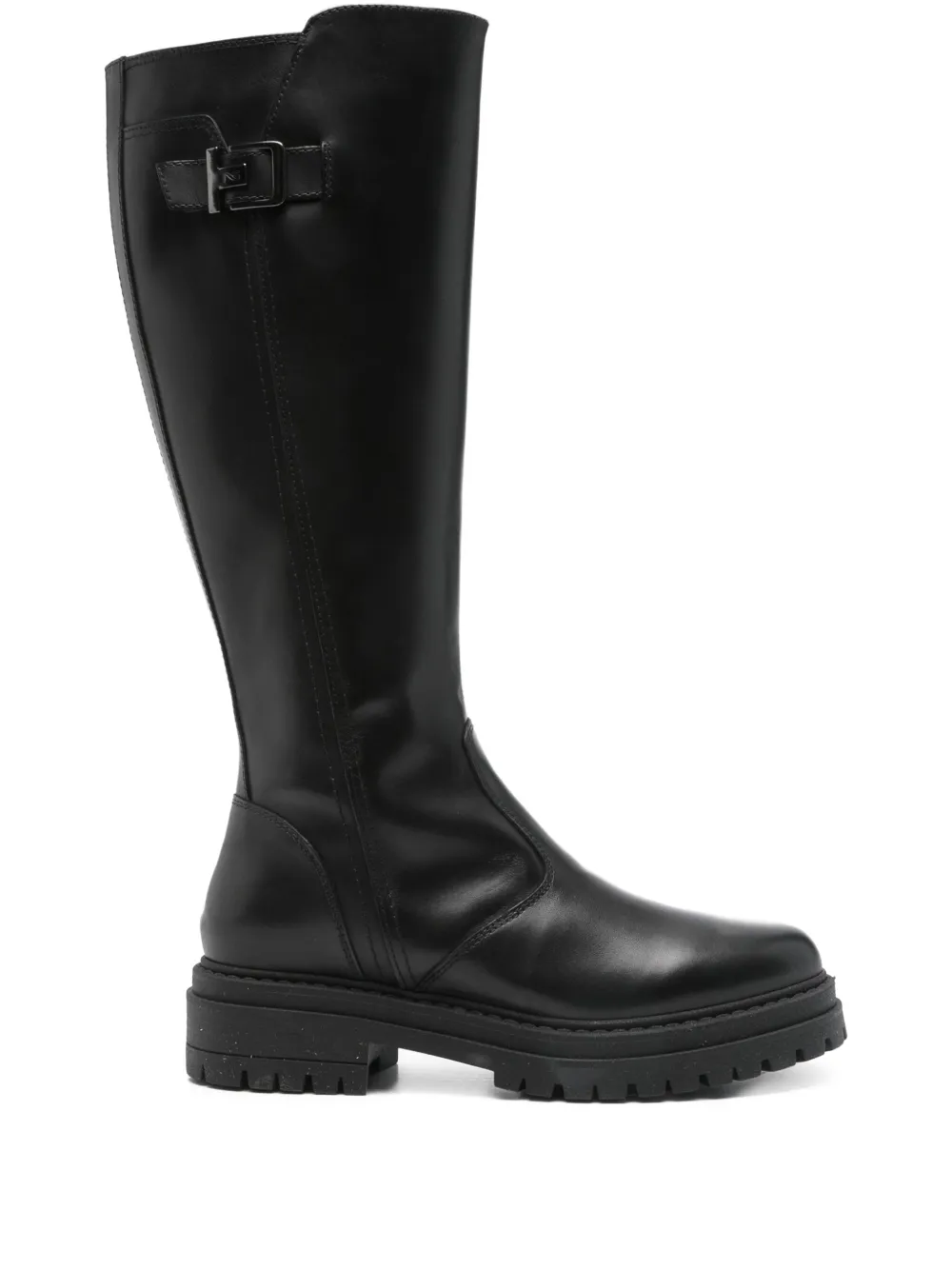 Nero Giardini 40mm Buckle-detail Leather Boots In Black