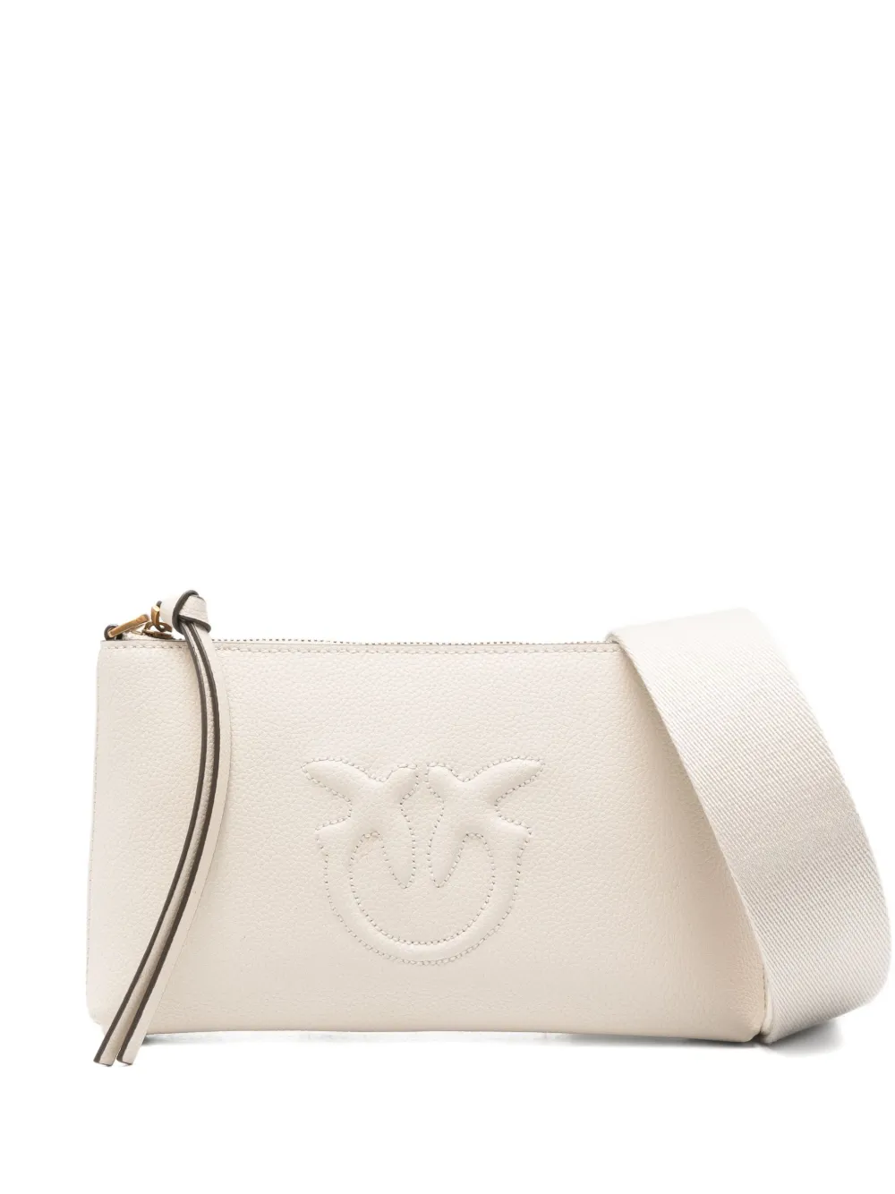 PINKO Leren crossbodytas met logo-reliëf Wit