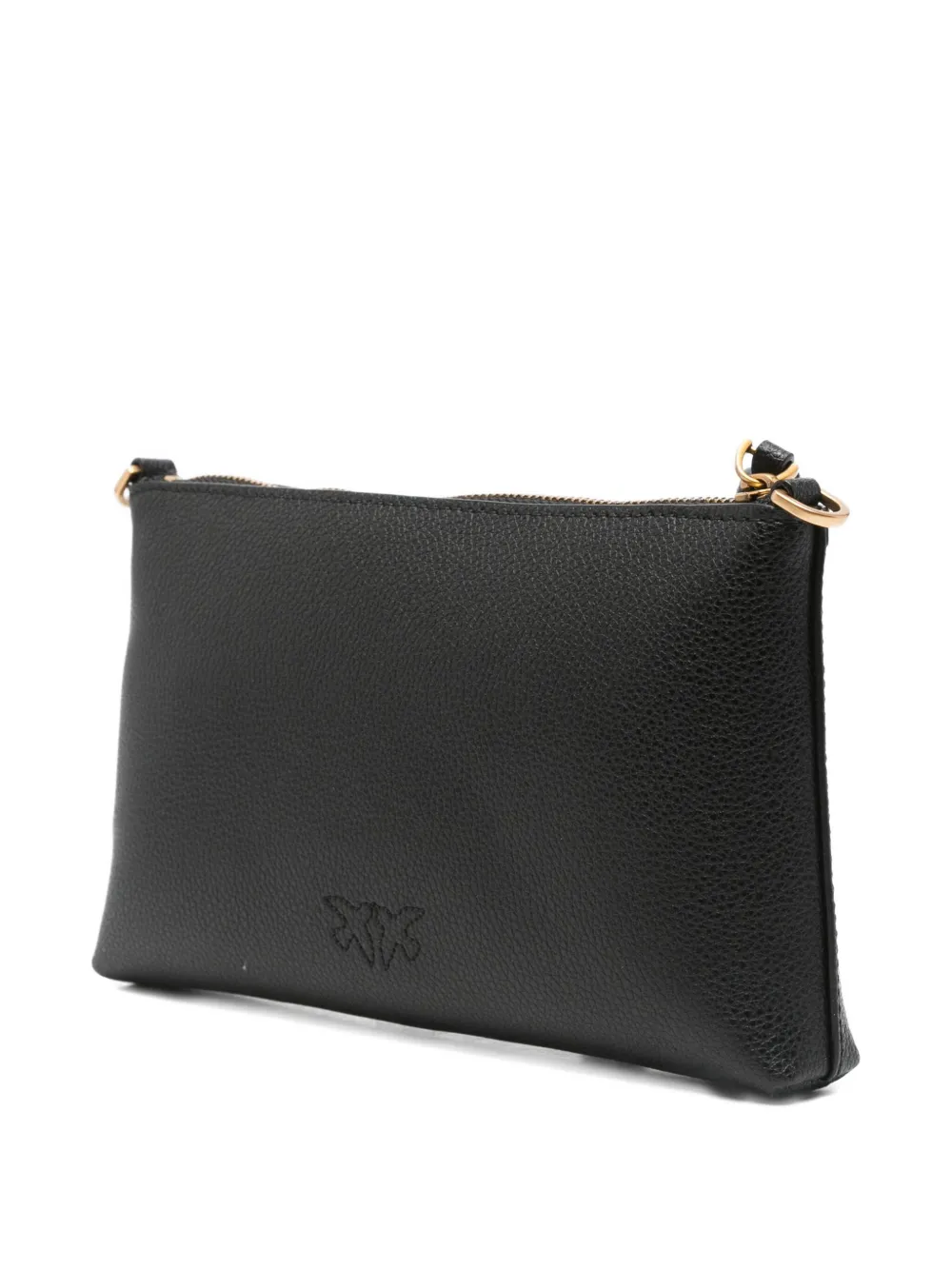 PINKO Leren crossbodytas met logo-reliëf Zwart