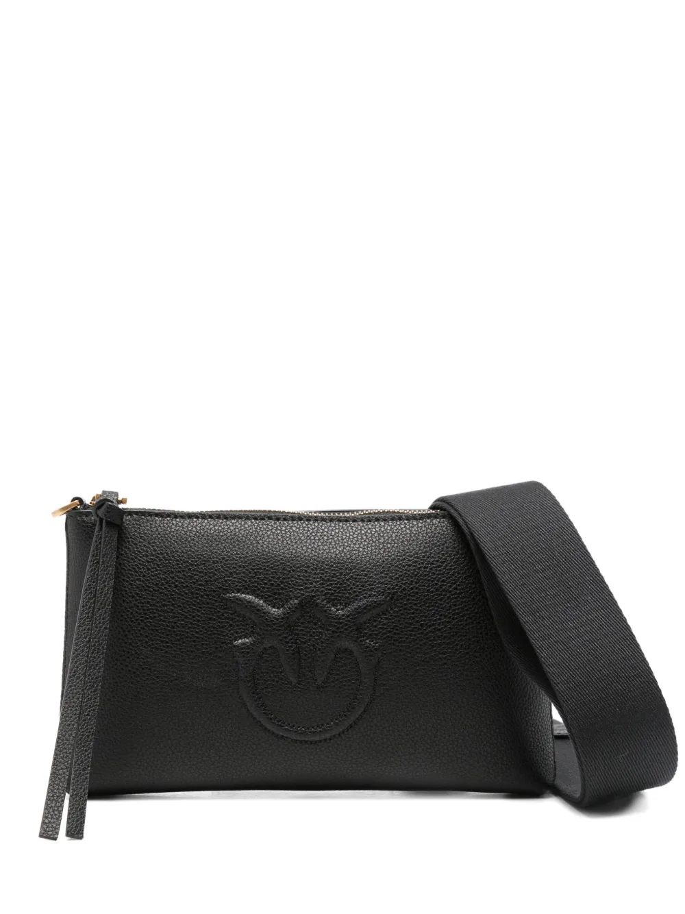 PINKO Leren crossbodytas met logo-reliëf Zwart