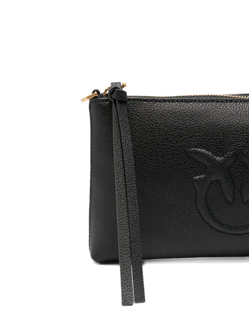 PINKO Leren crossbodytas met logo-reliëf Zwart