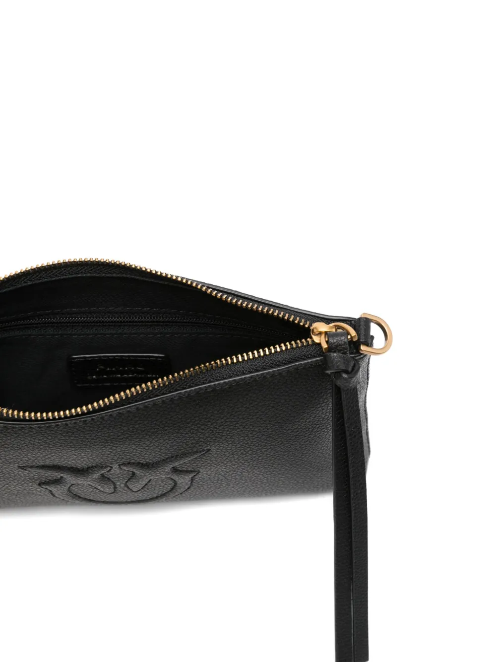 PINKO Leren crossbodytas met logo-reliëf Zwart