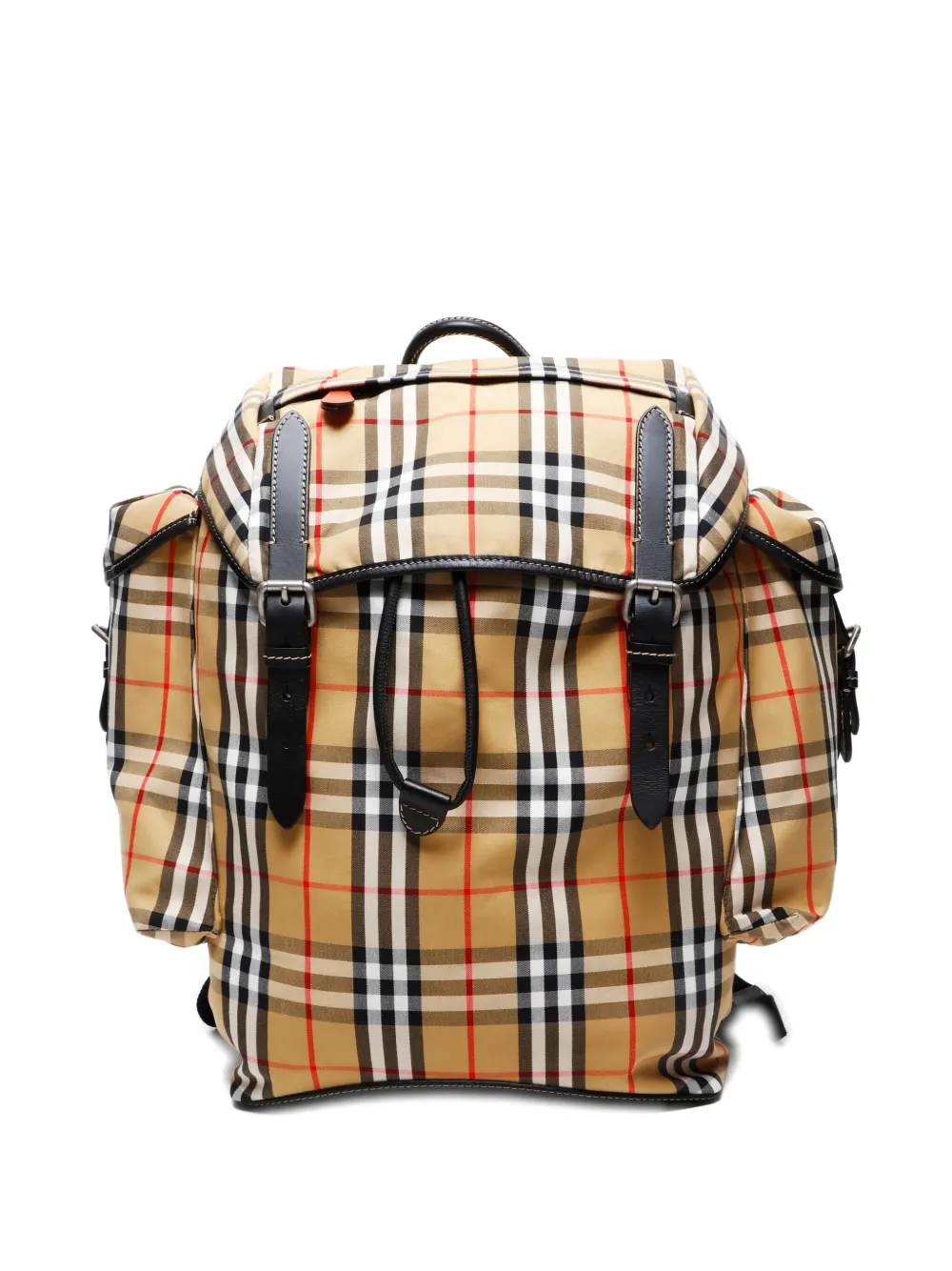 Burberry Pre-Owned 2010-2020s check-pattern leather-trim backpack - Burberry Pre-Owned 2010-2020s check-pattern leather-trim backpack -