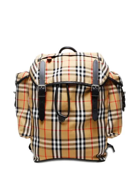 Burberry Pre-Owned 2010-2020s check-pattern leather-trim backpack