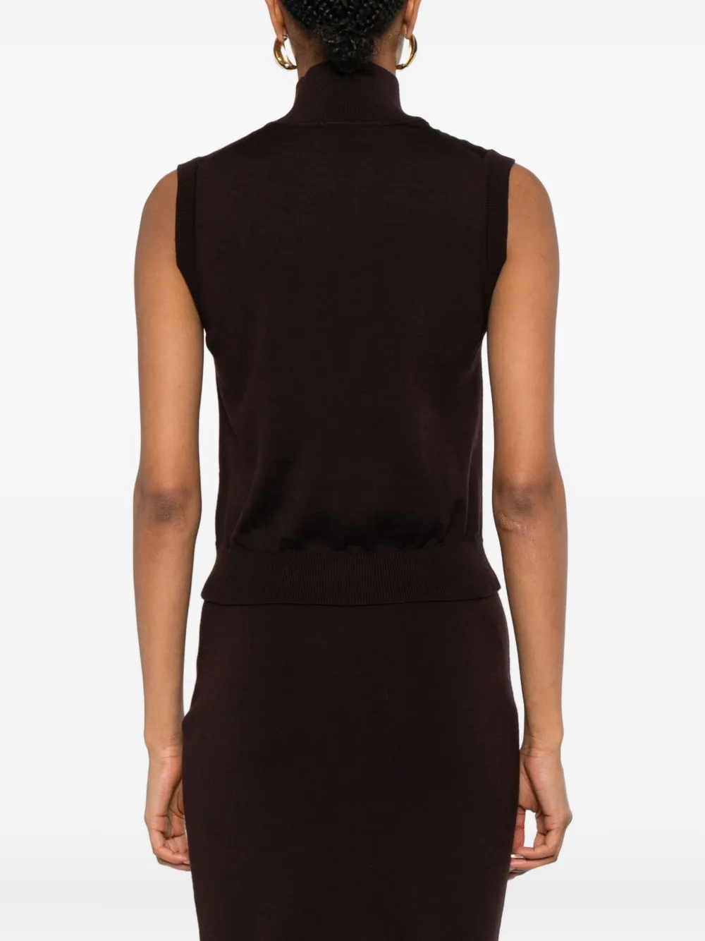 Alpha Studio High-neck Sleeveless Top In Brown