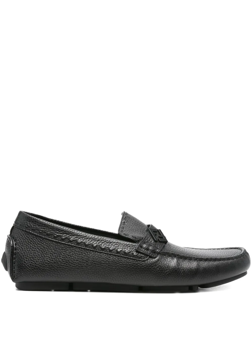 FENDI leather logo-plaque loafers | Black | Image 1