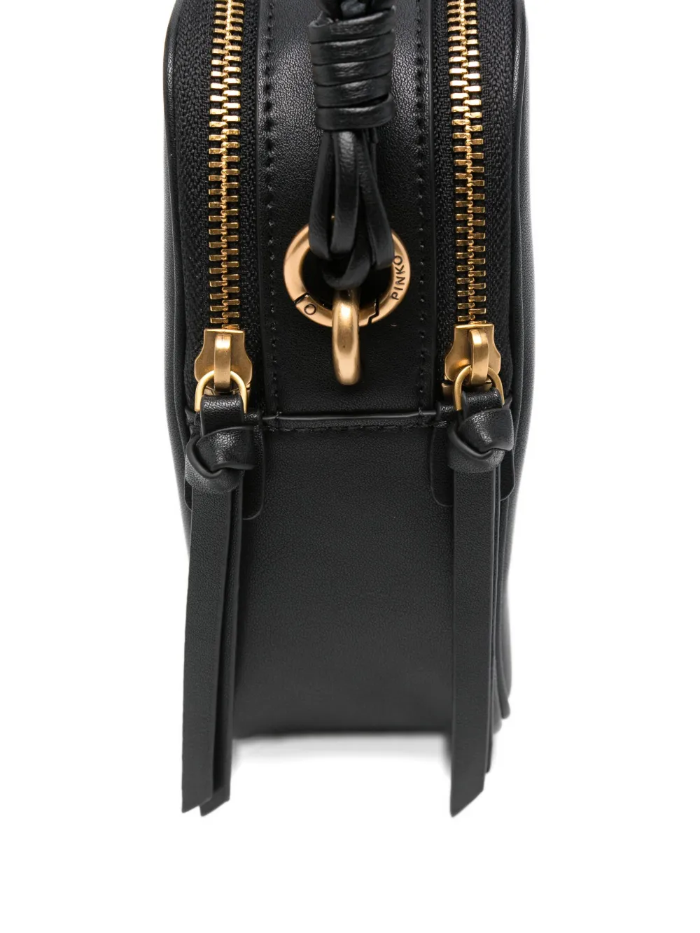 Pinko Leather Braided-handle Tote Bag In Black