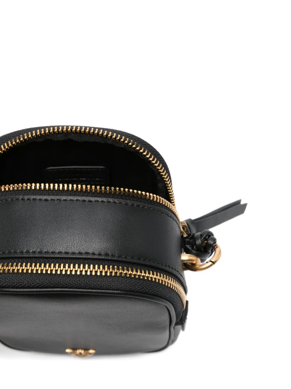 PINKO Leren shopper met gevlochten handvat Zwart