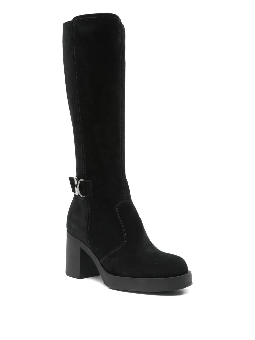 NERO GIARDINI 75mm buckle-detail block-heel boots Black