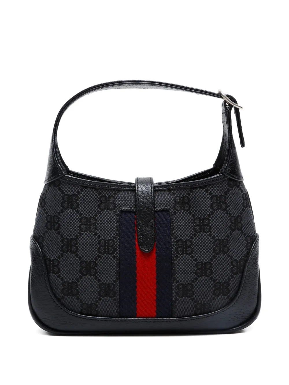 Pre-owned Balenciaga X Gucci 2016 Mini Jackie Logo-pattern Shoulder Bag In Black