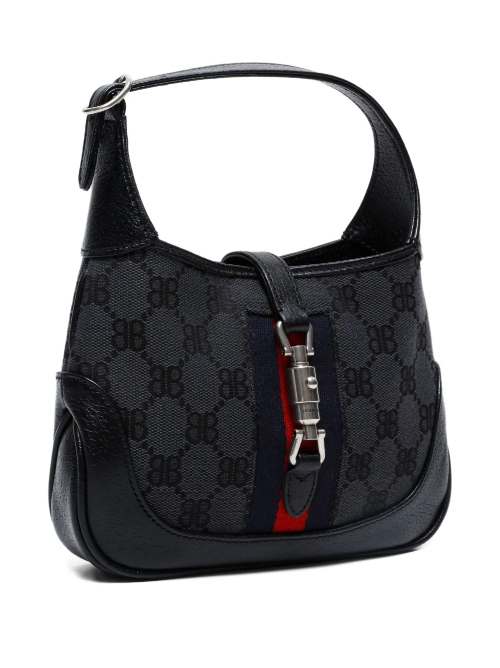 Pre-owned Balenciaga X Gucci 2016 Mini Jackie Logo-pattern Shoulder Bag In Black