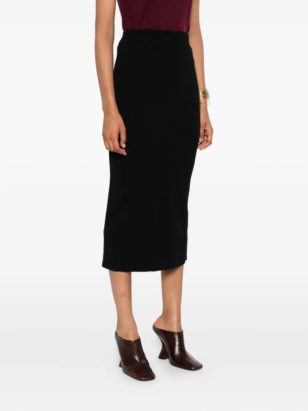 ALPHA STUDIO Wollen midi-rok Zwart