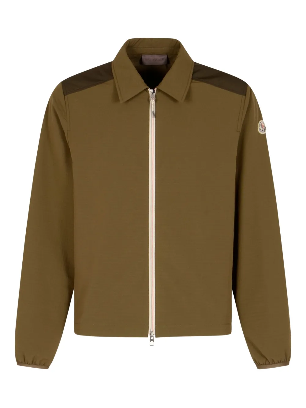 Moncler Seersucker Zip-front Shirt In Green