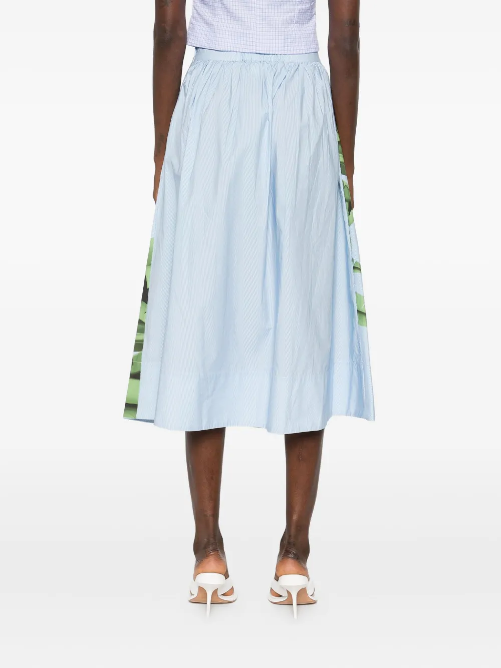 FARM Rio banana-print cotton midi skirt Blauw