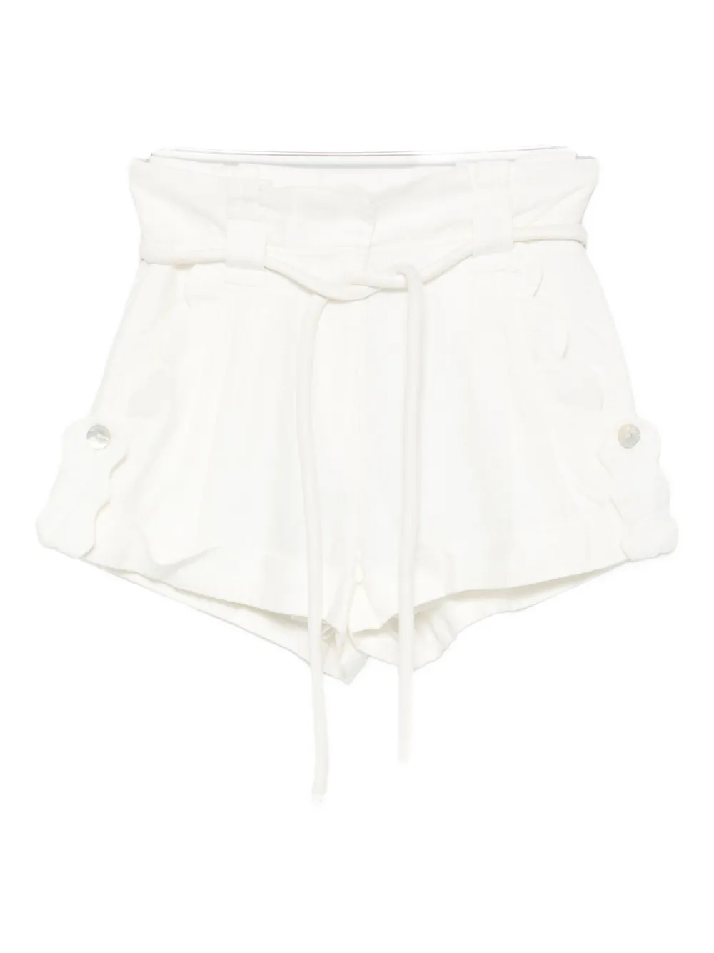 Farm Rio Belted Linen Shorts In White