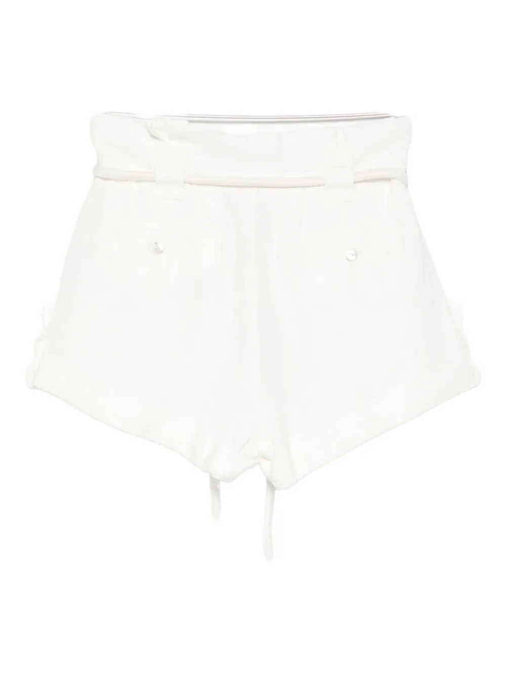 Farm Rio Belted Linen Shorts In White