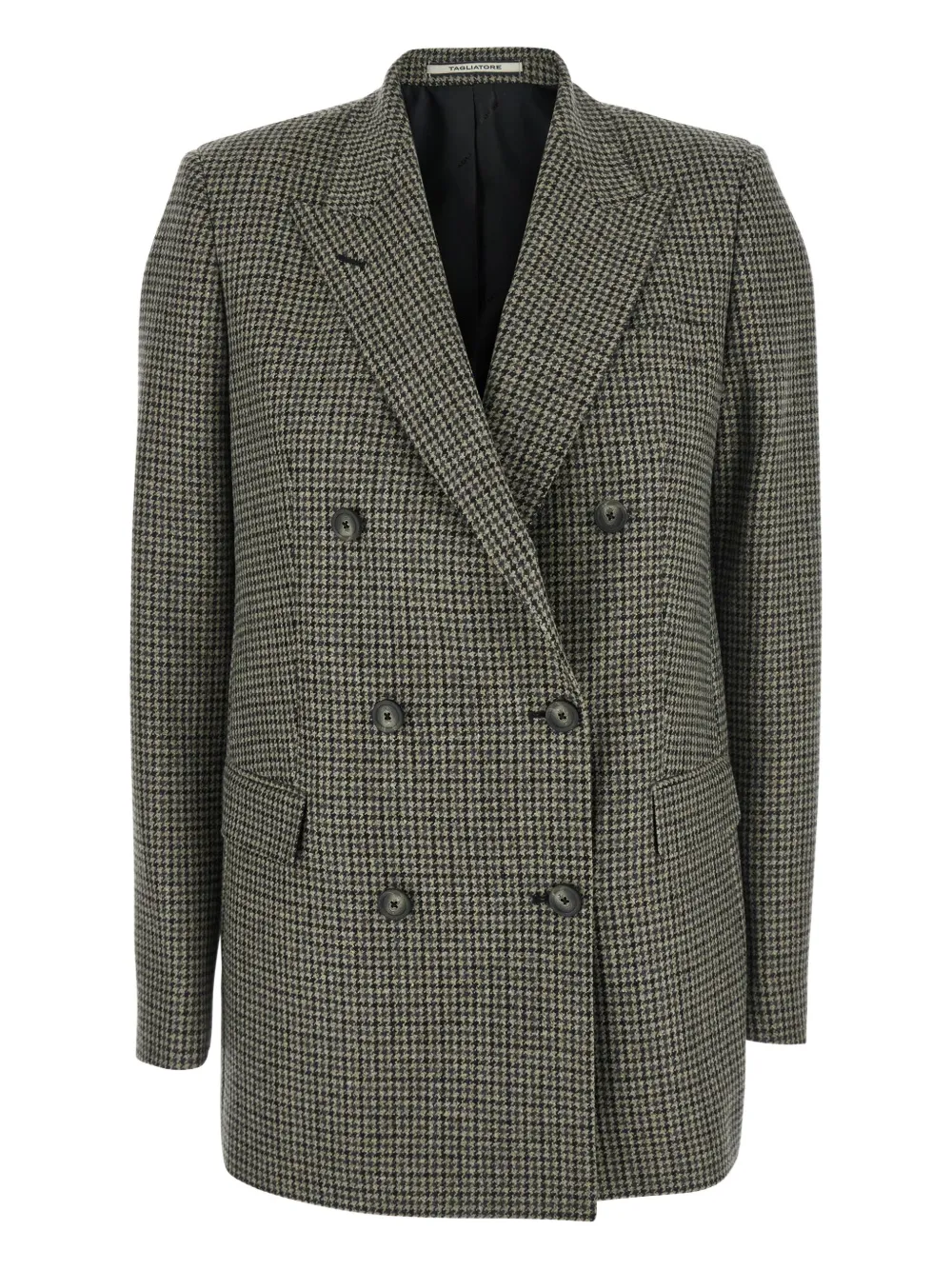 houndstooth double-breasted blazer