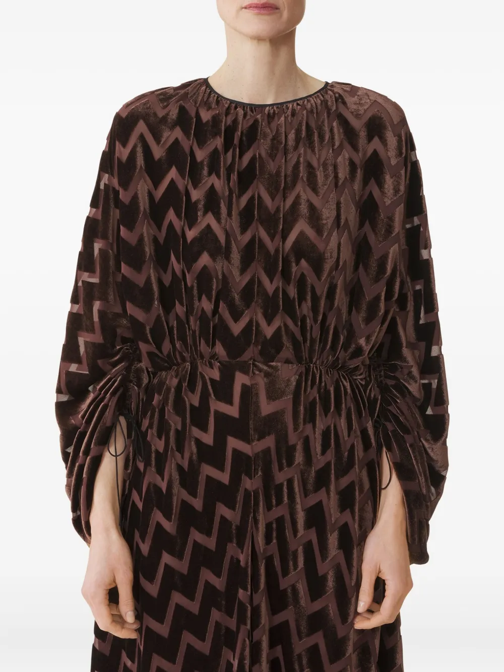 Lanvin Maxi-jurk met chevron patroon Bruin