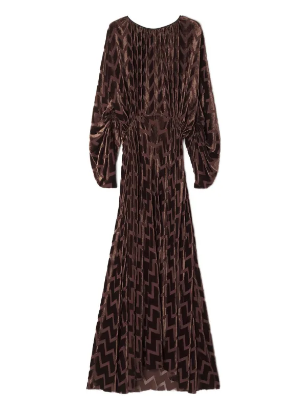 brown chevron dress RIXO Ivia Lurex Knit Mini Maria Brown main image 0