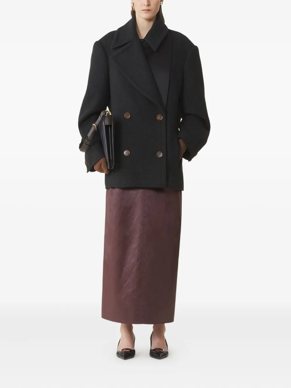 Lanvin Jack met dubbele rij knopen en lange mouwen Zwart