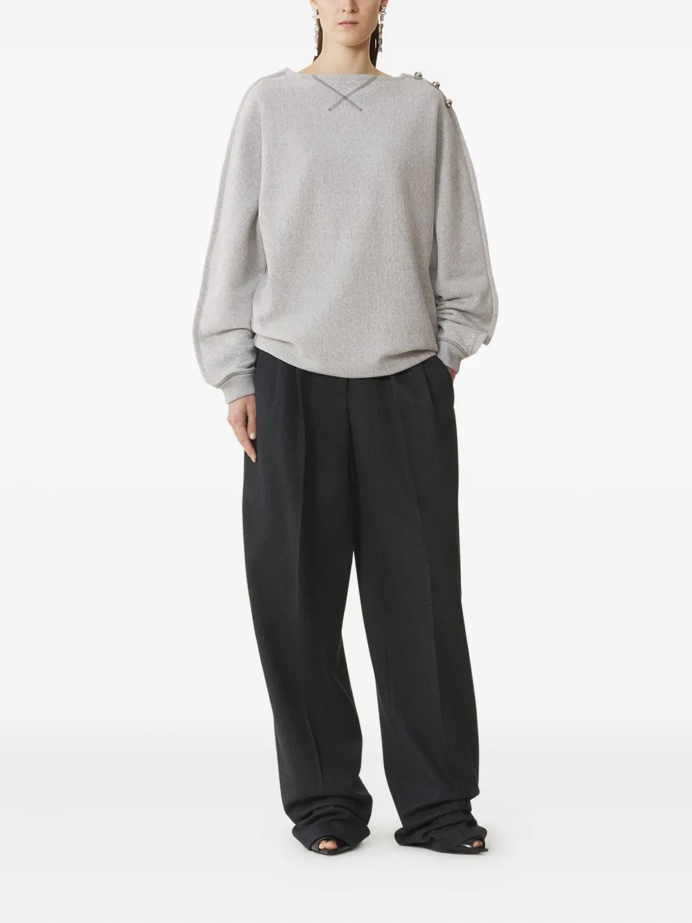 Lanvin Trui met boothals en knoopdetail Grijs