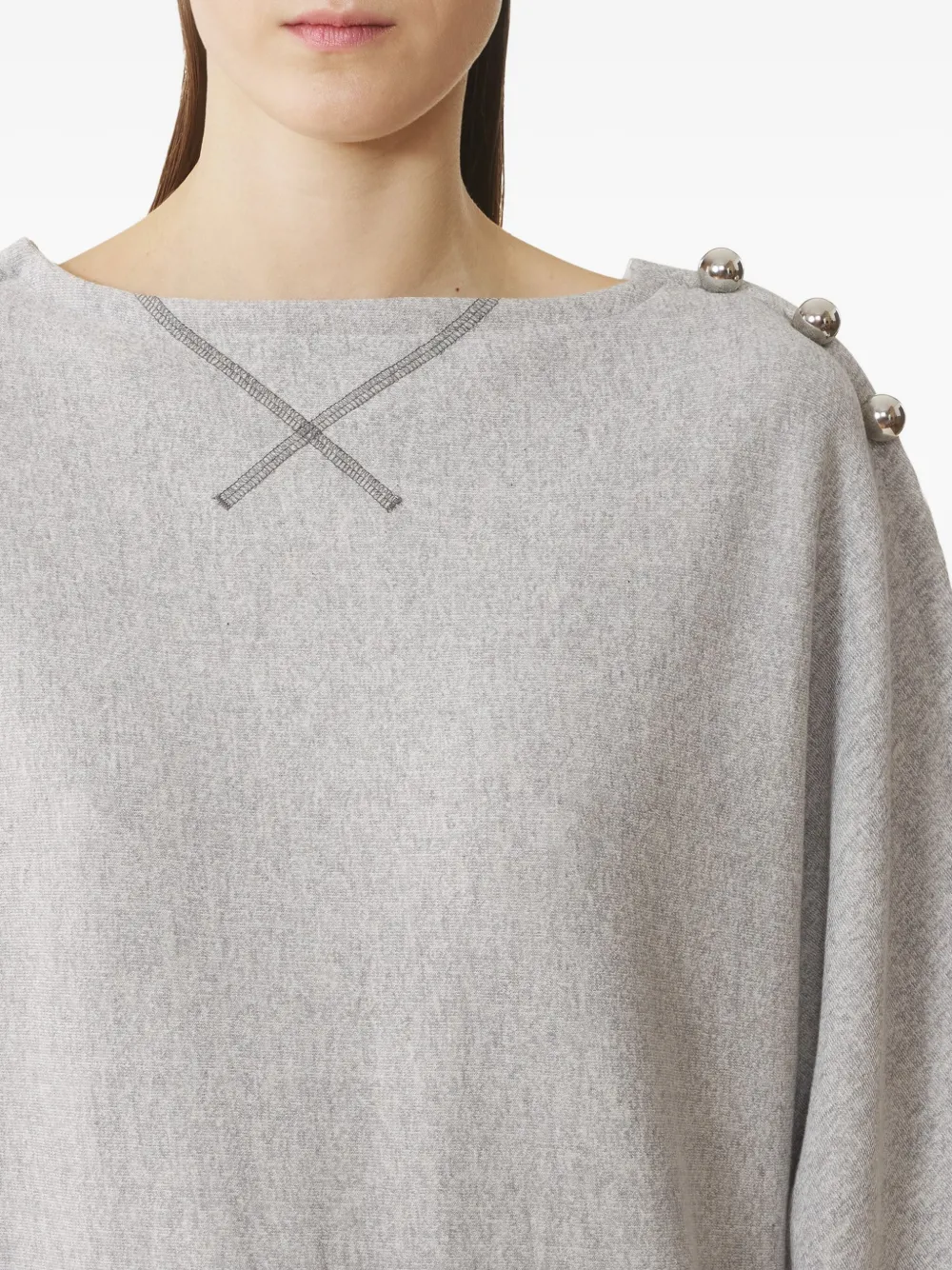 Lanvin Trui met boothals en knoopdetail Grijs