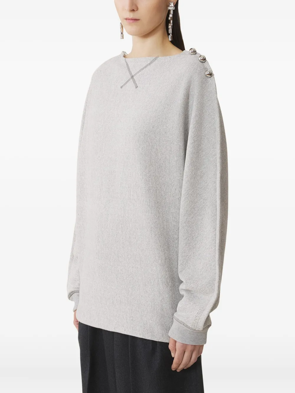 Lanvin Trui met boothals en knoopdetail Grijs