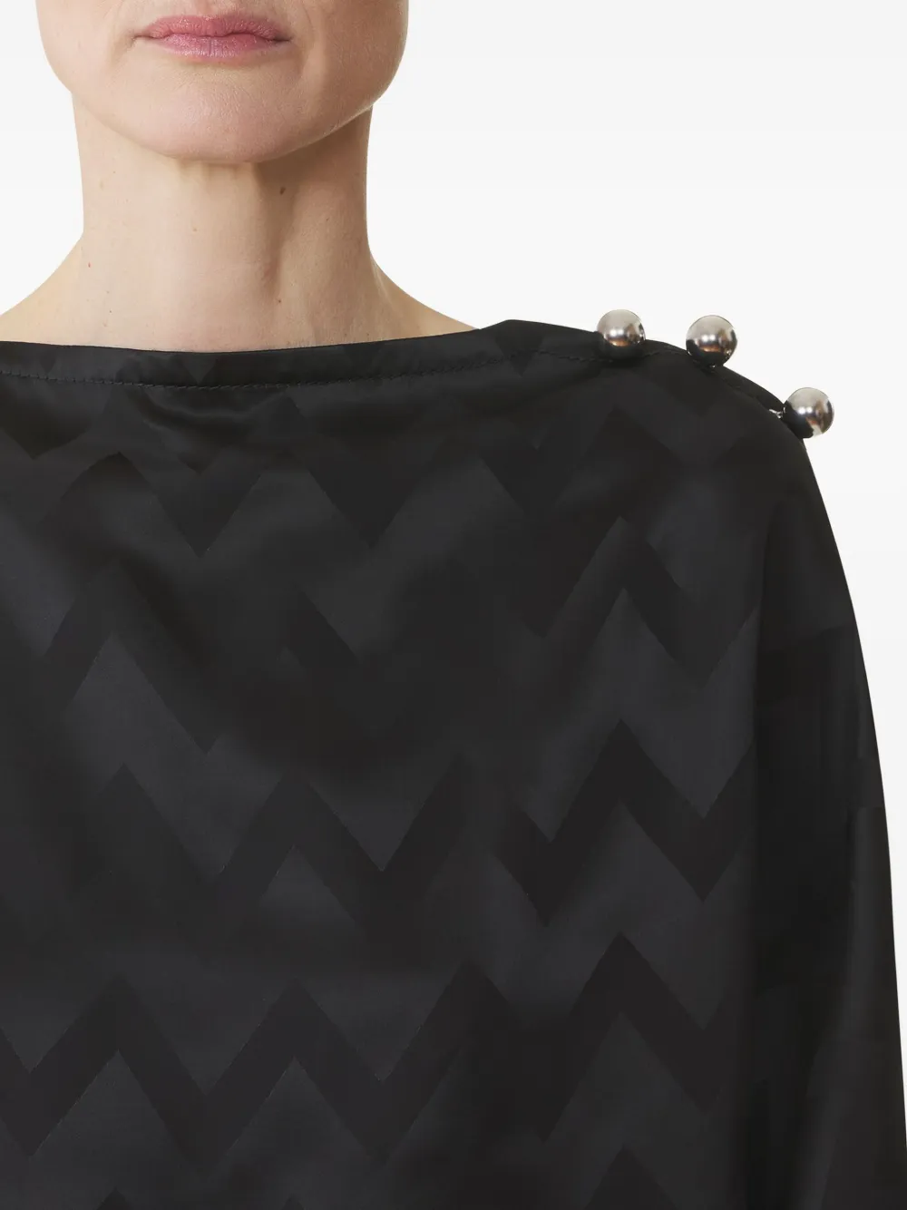 Lanvin Chevron-pattern Button-detail Blouse In Black