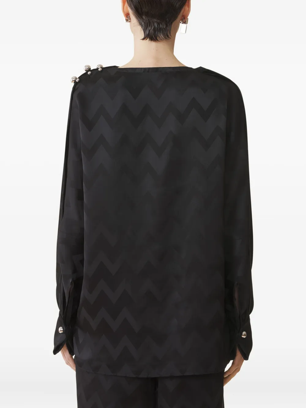 Lanvin Chevron-pattern Button-detail Blouse In Black