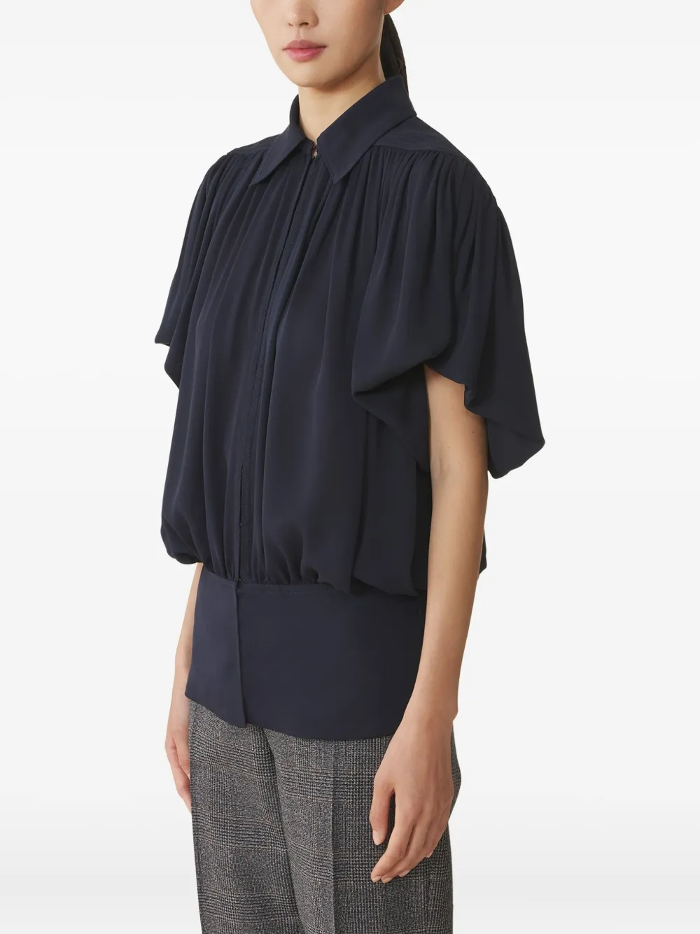 Lanvin Top met geplooid vlak en korte mouwen Zwart