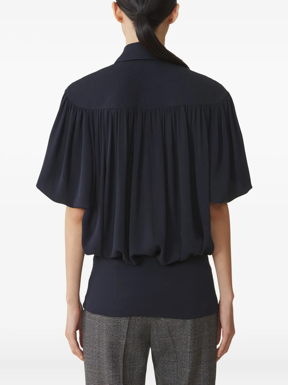 Lanvin Top met geplooid vlak en korte mouwen Zwart