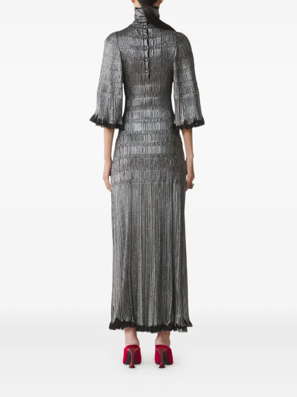 Lanvin - Midi Dress in Metallic Viscose For Women - Black - Size XS