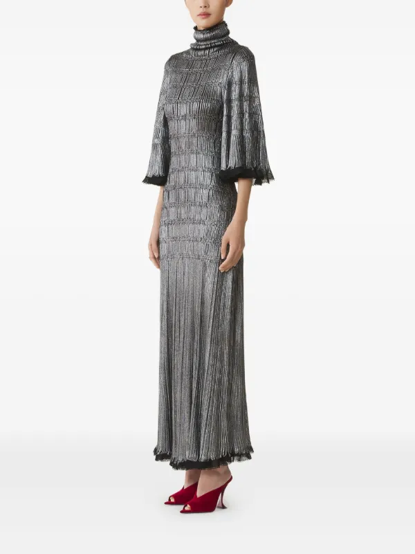 Lanvin - Midi Dress in Metallic Viscose For Women - Black - Size XS