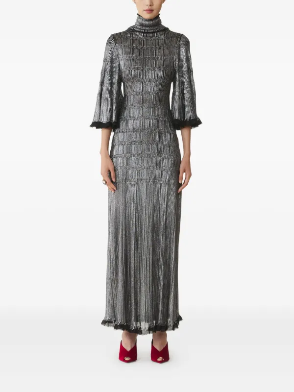 Lanvin - Midi Dress in Metallic Viscose For Women - Black - Size XS Lanvin - Midi Dress in Metallic Viscose For Women - Black - Size XS