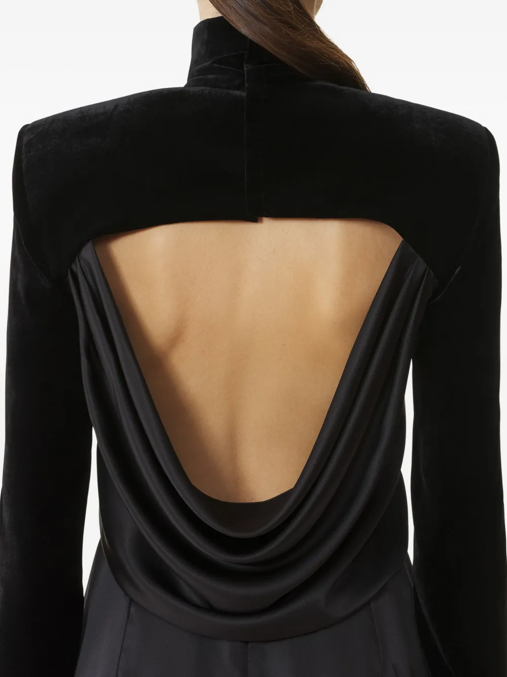 Lanvin Fluwelen mini-jurk met hoge hals Zwart