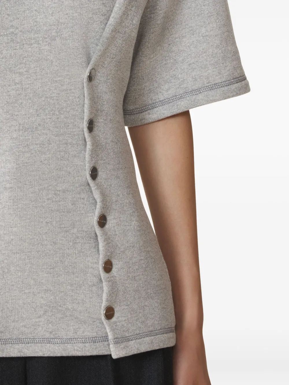 Lanvin Button-detailed Short-sleeve Top In Gray