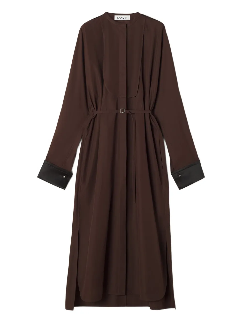 Lanvin Belted Midi Dress In Brown
