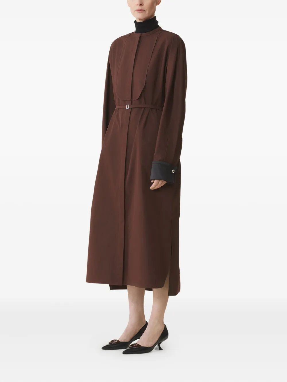 Lanvin Belted Midi Dress In Brown